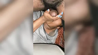 NUTS HANGING INTO BACK SEAT WHILE LUSTY BLACK GETTING T BAGS AND BLOWS BOOTY