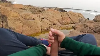 Outdoor Beach Wank thick cum shot by the ocean part two