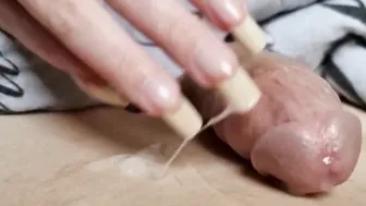 Having Fun With His Thick Sticky Cum With My Long Natural Nails