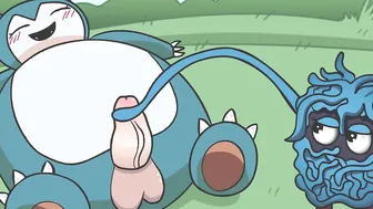 Adorable Pokemon Try to Please A Snorlax