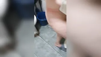 Step milf record herself while her twat is eaten into the restroom by step son