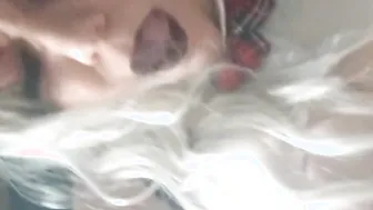 Taking it too deep and squirting after smoking bondage