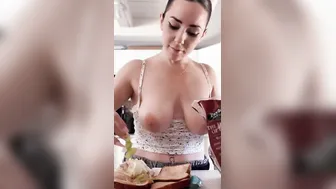 ASMR pov: Mommy Makes You a Sandwich Boobies Out
