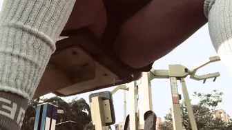 19 Year Old urinating into outdoors with. pants