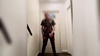 Soaking the Outside Stairwell with My Piss and Cum