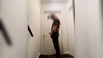 Soaking the Outside Stairwell with My Piss and Cum