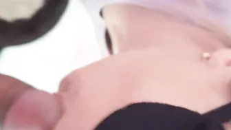 Caught my beauty stepsister masturbating and filled her face with cum