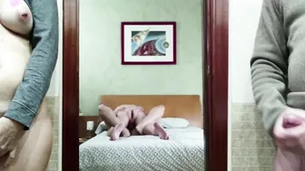 filthy lovers masturbates watching their friends having sex
