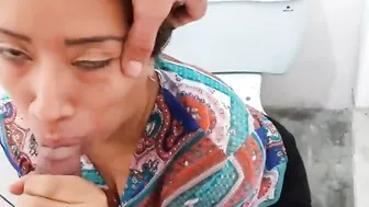 My chinese friend blows my penis into a outdoors restroom