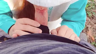 chick masturbates to a stranger outdoors and cum on stockings