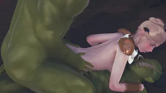 2 orcs staged a double penetration inside a adorable elf