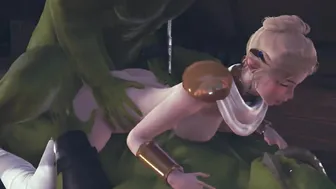 2 orcs staged a double penetration inside a adorable elf