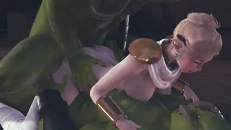 2 orcs staged a double penetration inside a adorable elf