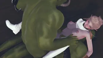 Elf women getting an orgasm from 2 gigantic dicks