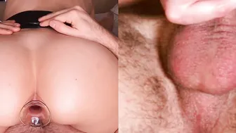 Jerk Off to HoleyHaleys Gaped Asshole  Gigantic Anal Booty Plug - Split Screen with Creampie Countdown