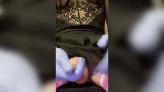 Femboy having fun with her gigantic dick