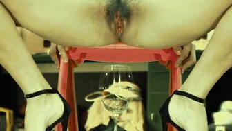 I gotten in a glass. Peeing