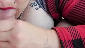 Little red rides hood sucking that huge bad wolf