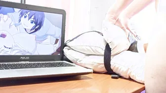 Animated fan Fucks dakimakura Rem from Re:Zero Watching Uncensored Anime. With title