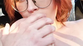 Vulgar Brunett Plays With Jugs Inside Vehicle Inside The Woods