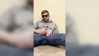 Jacking Off On the Toilet Floor into My Jeans and Sweatshirt