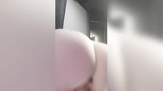 hard rough self banged with vibrator inside doggy style really close up she eat her own cum