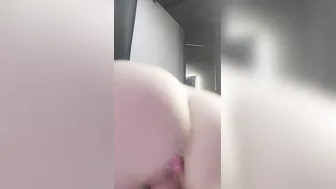 hard rough self banged with vibrator inside doggy style really close up she eat her own cum