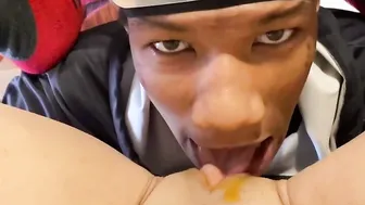 Daddy eats me like the Cookie Monster with syrup