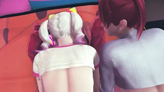 Fucks into the booty of 2 gamer girls