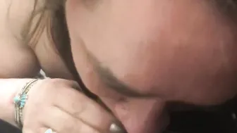 big black dick getting his cock blown by BBW: close up