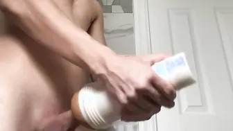 Fleshlight masterbation tan Cutie barely legal massage dick you with pocket twat. ASMR