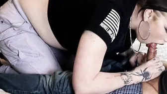 Gothic women gagging bj gags on cock