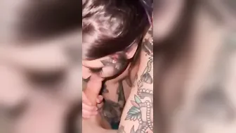 Stunning Inked Faced Woman Suck Inked Mans penis