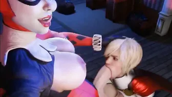 Wonder Girl Sucking Off Harley Quinns Gigantic Futa Penis