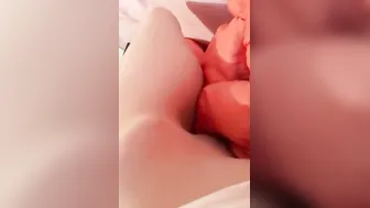 Masturbation squeezing a blanket between legs