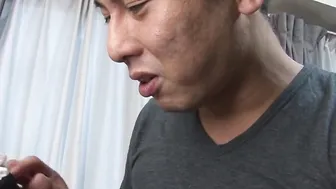 Big Tit japanese maid wants her bald twat be eaten