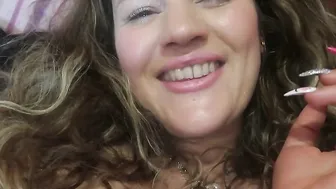 ADORABLE BLONDE CUNT WITH MOUTH SMOKES a CIGARETTE while think inside SUCK