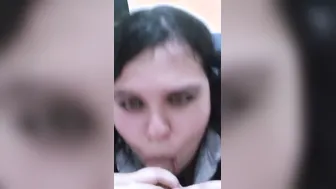 American school chick sucking off my cock. I cum into her