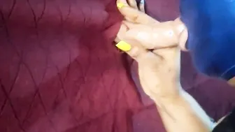 Ex-Wife practicing to suck 3 dicks inside gloryhole