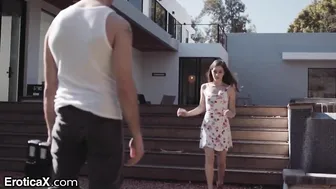 Bratty cunt with mouth Dares The Gardener To Boned Her Or Shut