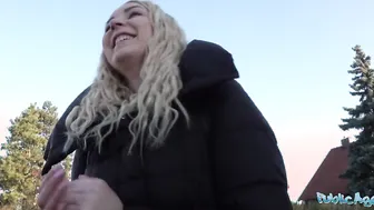 Outdoor Agent Perfect Blonde Amaris Reveals Body inside Goddess Red Underwear