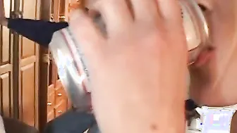 Hoe ride cock into vagina and booty after sucking off then