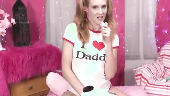 Pigtails step daughter kinky talks before pose her twat