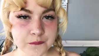 Close up ahegao drooling skank
