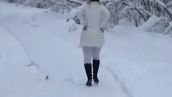Gigantic butt inside the winter forest
