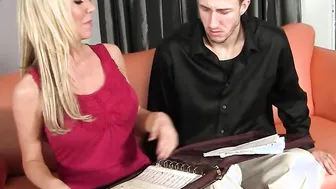 Blonde Boss Takes Advantage Of Clueless Huge Penis Employee