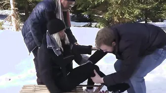 DADDY4K. Sled and Fireplace Adventure