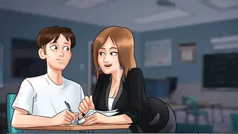 French Cougar porn video – Summertime Saga: French cougar Teacher Kisses Her Schoolgirl On His