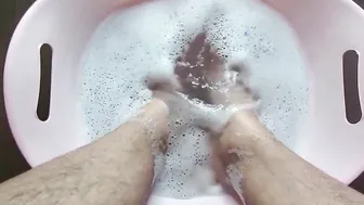 Wash and scrub my huge filthy foot