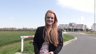 Freaky blondie gotten rough cock and cum on hooters into the vehicle